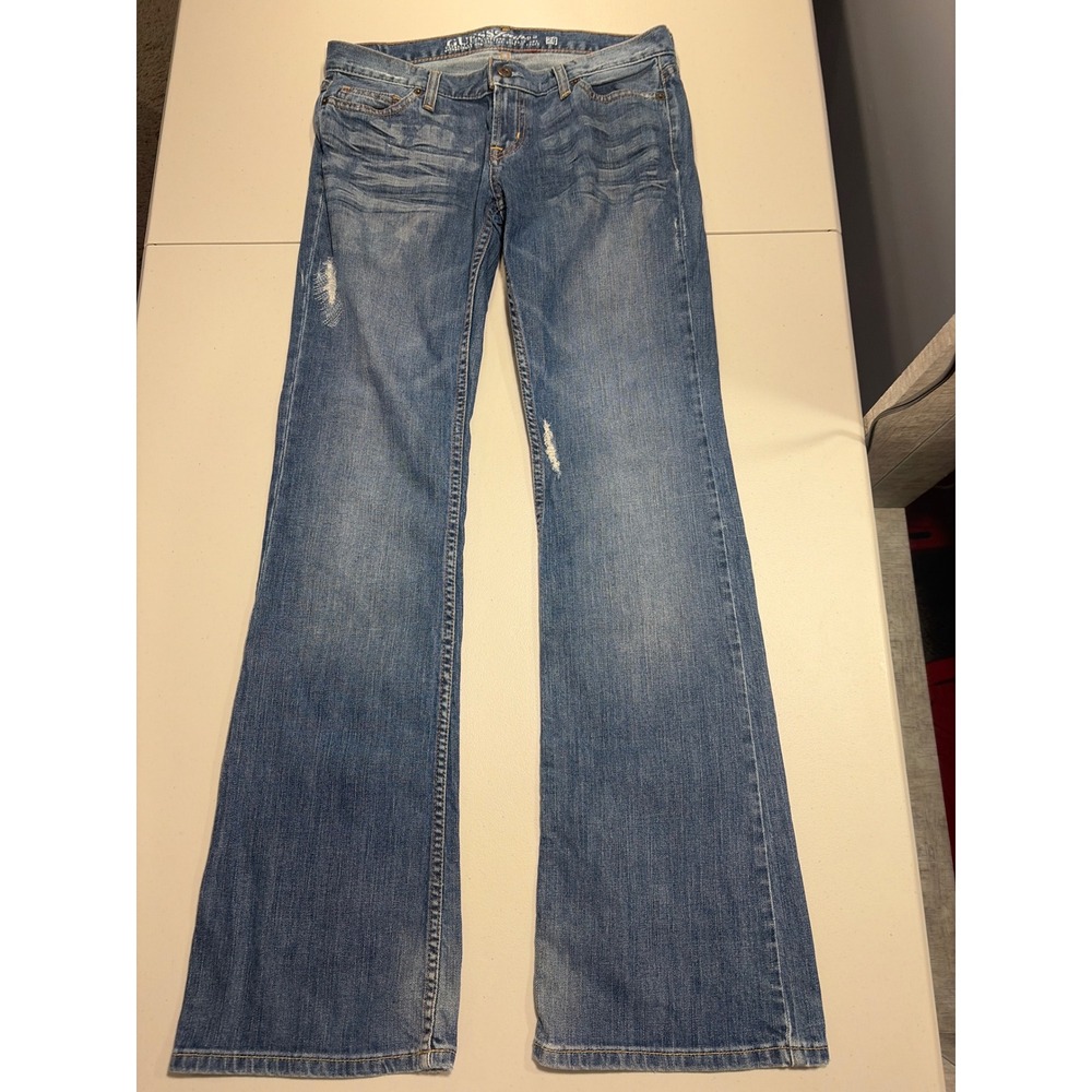 Guess Jeans Women 28 Medium Wash Bootcut Stretch Distressed Denim AB159 RS